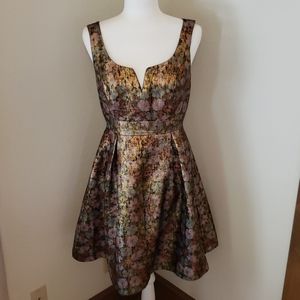 Anthropologie Erina Metallic-Brocade Dress